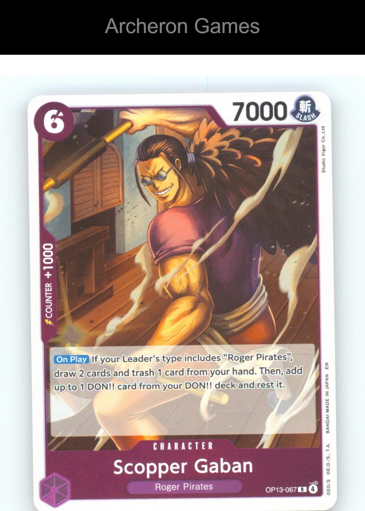 Scopper Gaban OP13-067 R One Piece Card NM/EX+ Foil