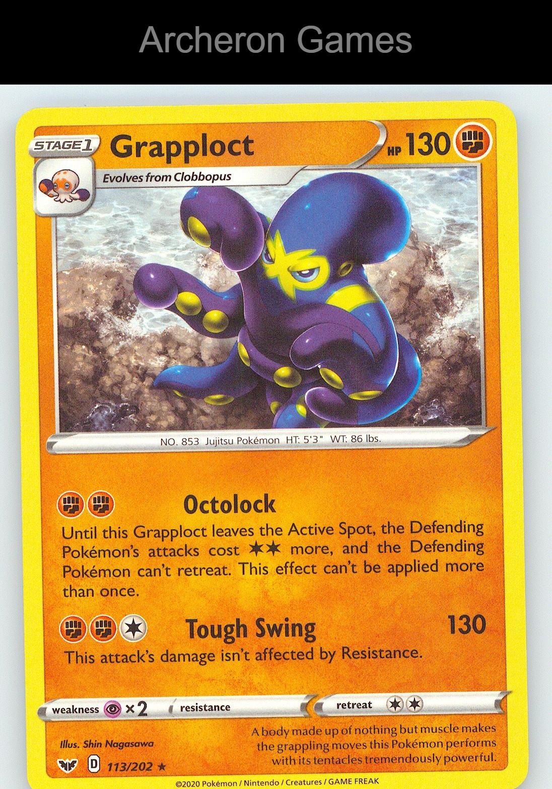 Pokemon Card Grapploct SSH 113/202 R Sword & Shield