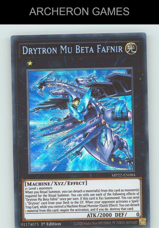 Drytron Mu Beta Fafnir SEC YUGIOH Card