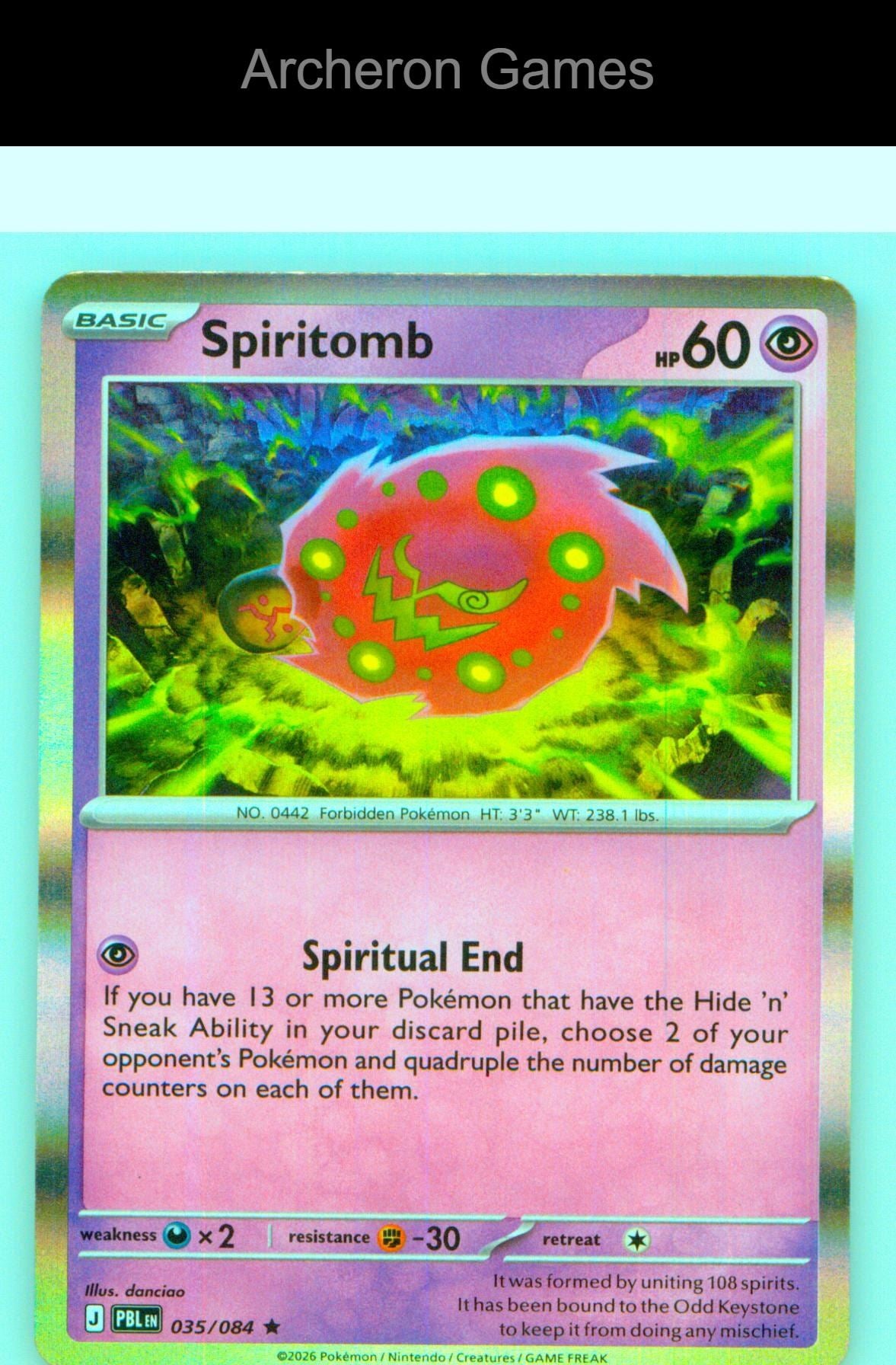 Pokemon Card Spiritomb ME05 035/084 R Pitch Black Holo