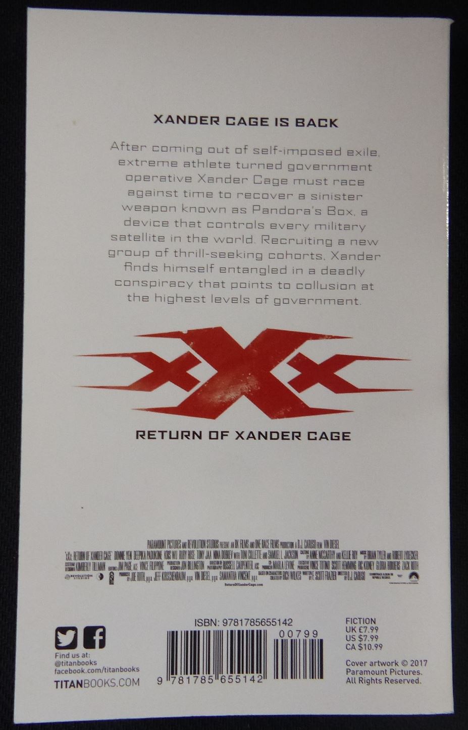 XXX: Return of Xander Cage - Titan Softback Novel #228