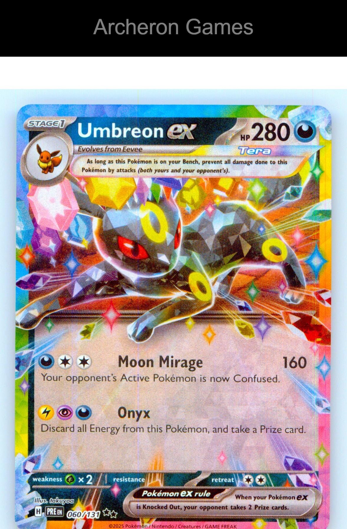 Pokemon Card Umbreon ex PRE 060/131 HOLO Double Rare Prismatic Evolutions