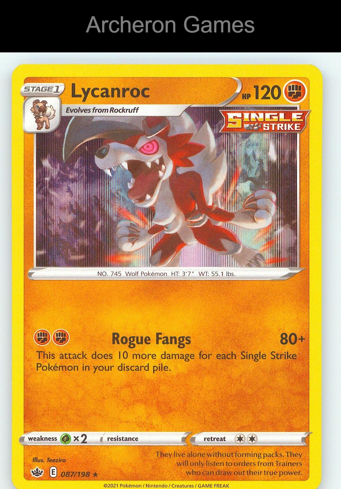 Pokemon Card Lycanroc CRE 087/198 Line Holo R Chilling Reign