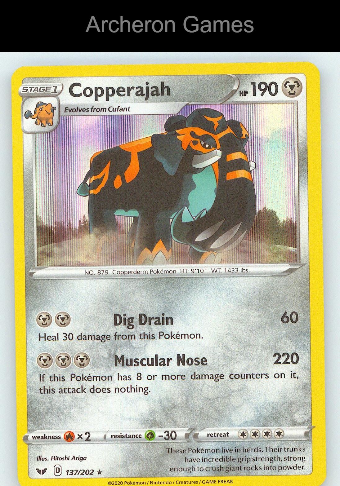 Pokemon Card Copperajah (Non-Line Holo Gamestop Exclusive) BLE 137/202 Blister Exclusives