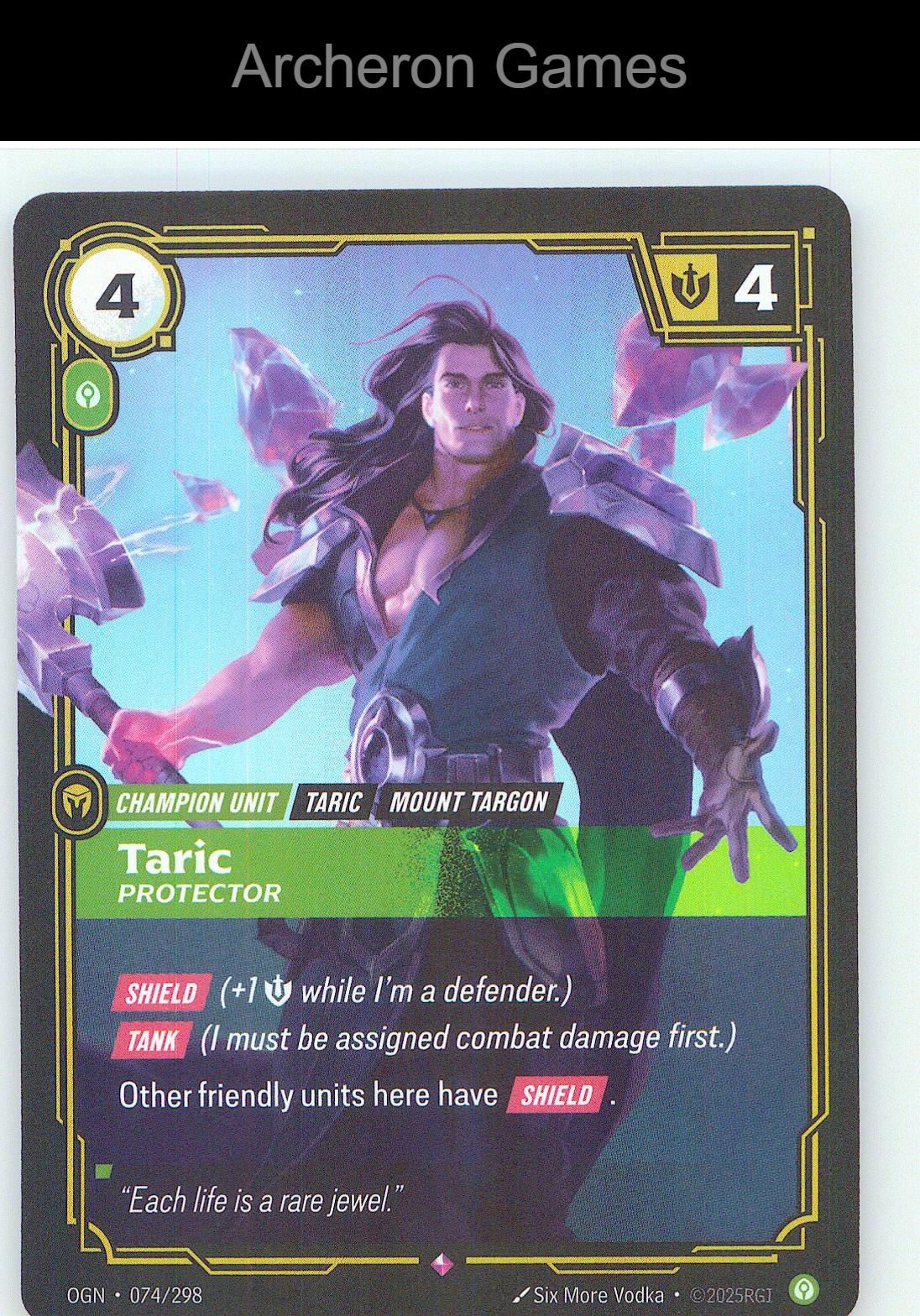Taric - Protector OGN 074/298 R Origins Riftbound Card