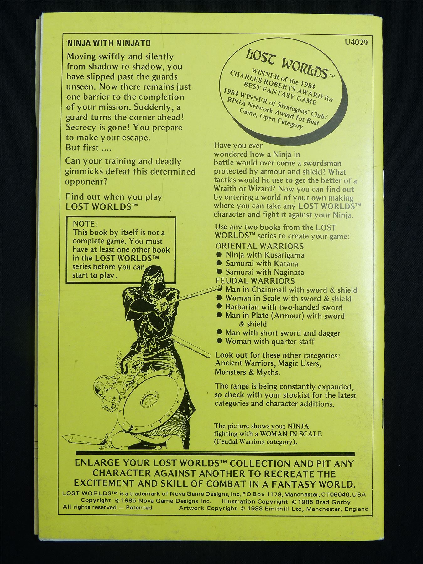 Lost Worlds Fantasy Combat Book: Ninja With Ninjato - Booklet #2TM