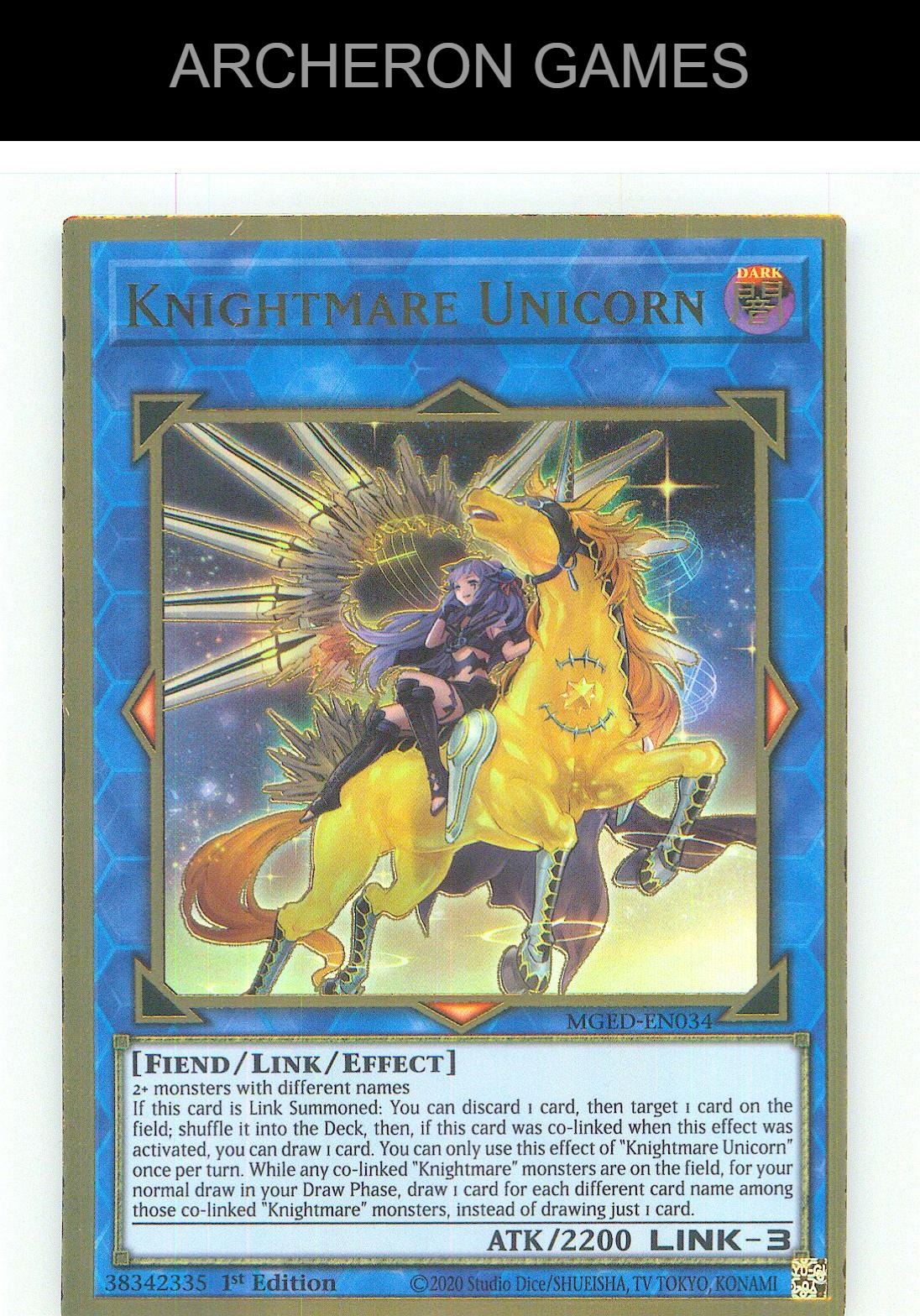 Knightmare Unicorn (Alternate Art) Premium Gold Rare YUGIOH Card 1st Edition