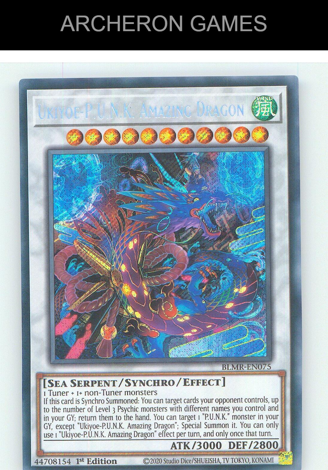 Ukiyoe-P.U.N.K. Amazing Dragon SEC YUGIOH Card 1st Edition
