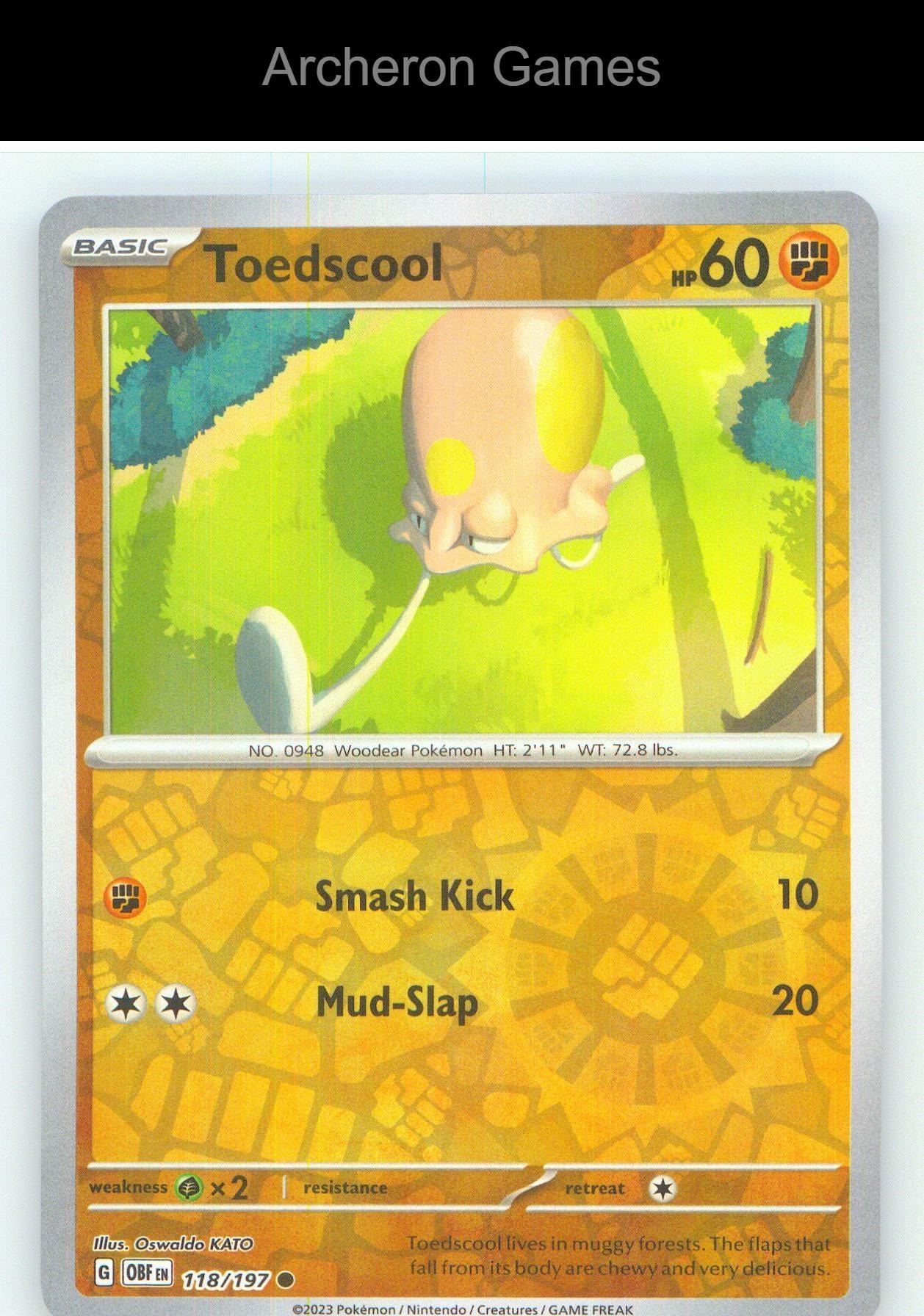 Pokemon Card Toedscool OBF 118/197 C Obsidian Flames Reverse Holo