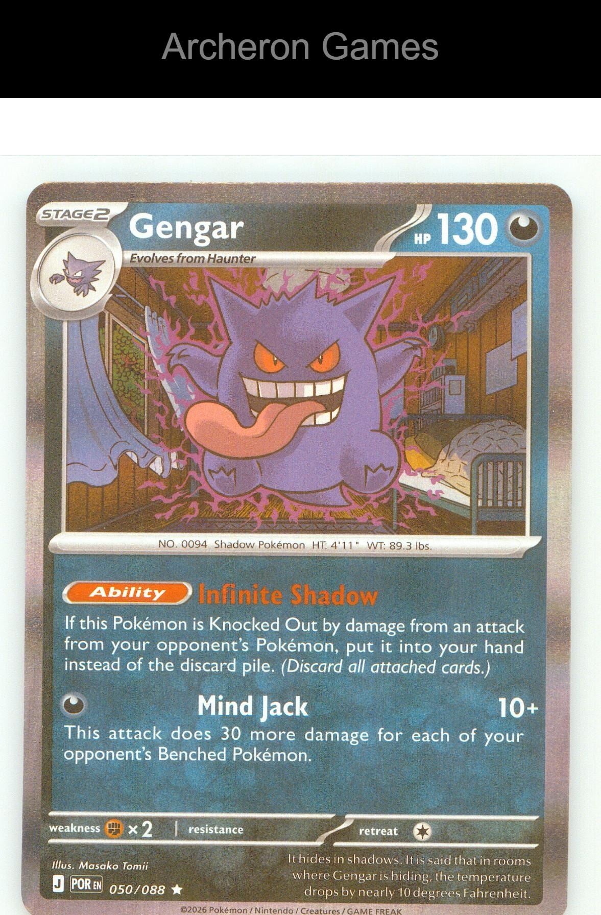Pokemon Card Gengar ME03 050/088 R Perfect Order Holo