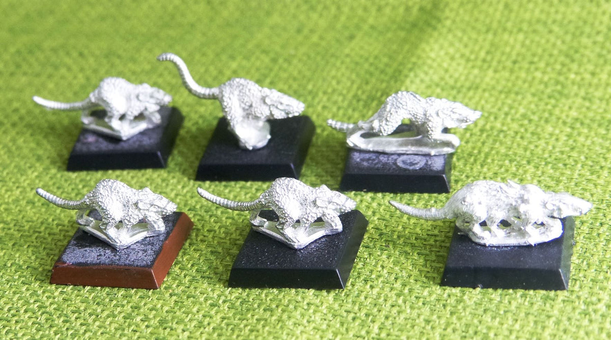 OOP Classic Metal Skaven - Giant Rats x 6 - Warhammer AoS 40k #ED