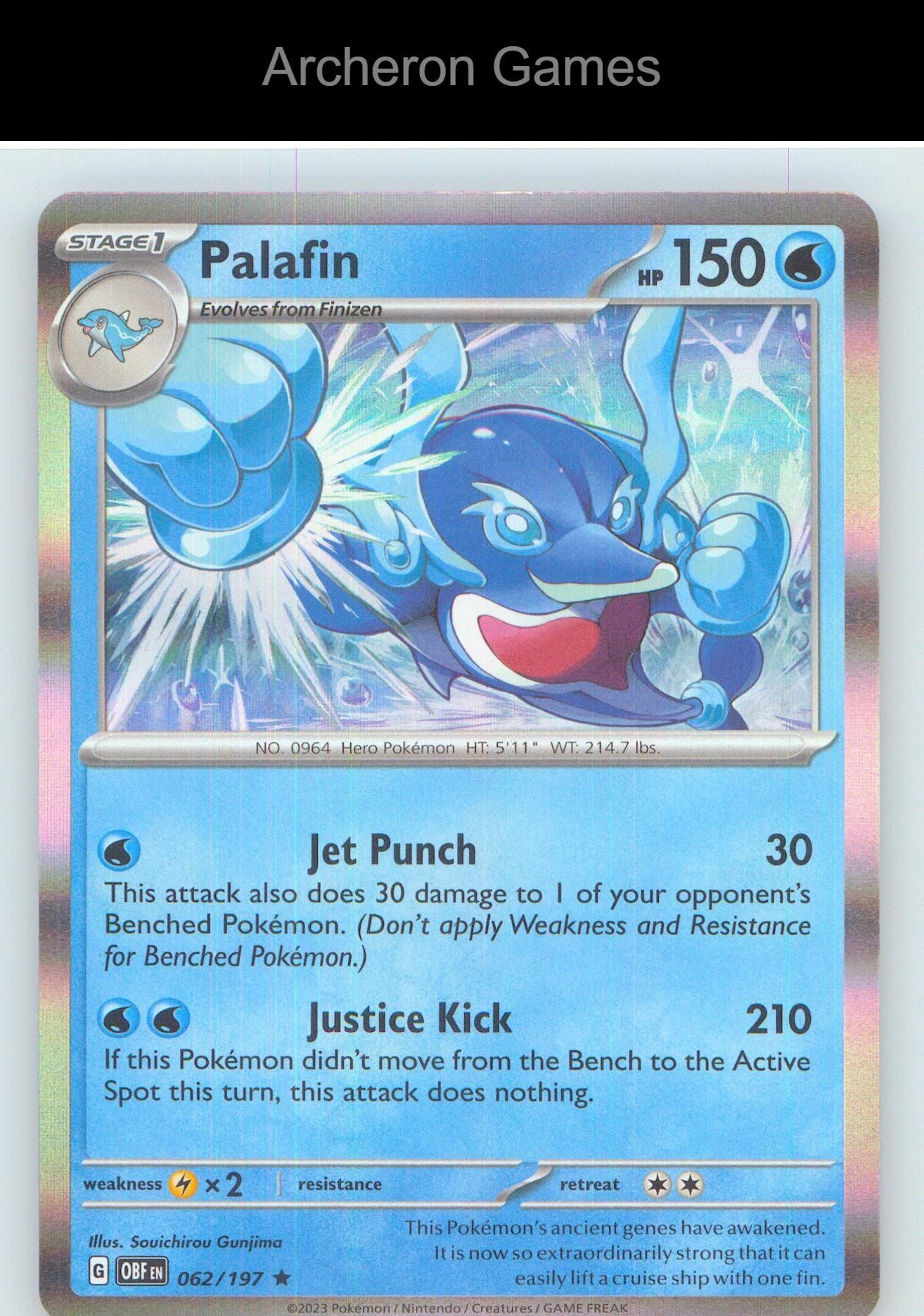 Pokemon Card Palafin OBF 062/197 R Obsidian Flames Holo