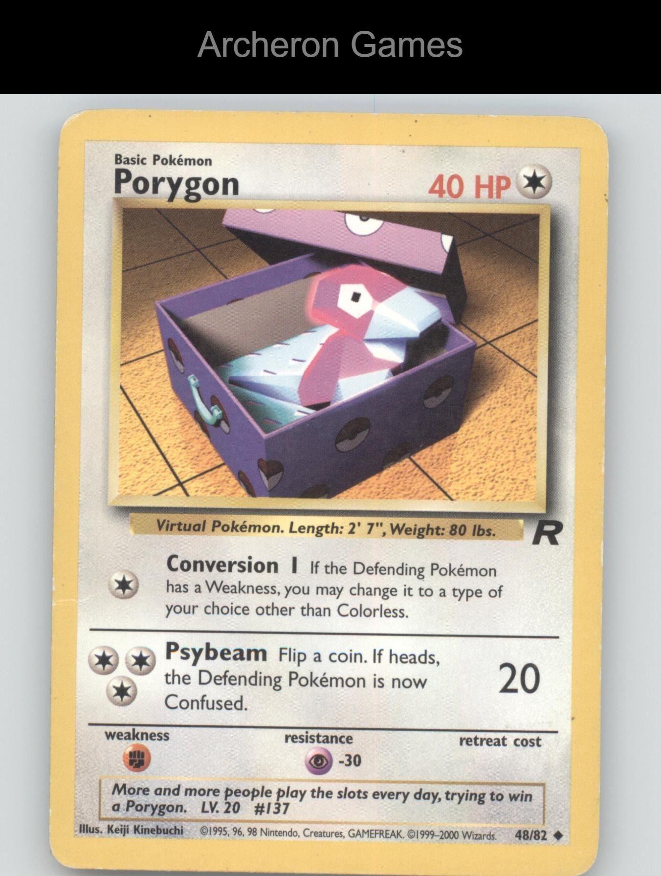 Pokemon Card Porygon TR 48/82 UC Team Rocket Unlimited
