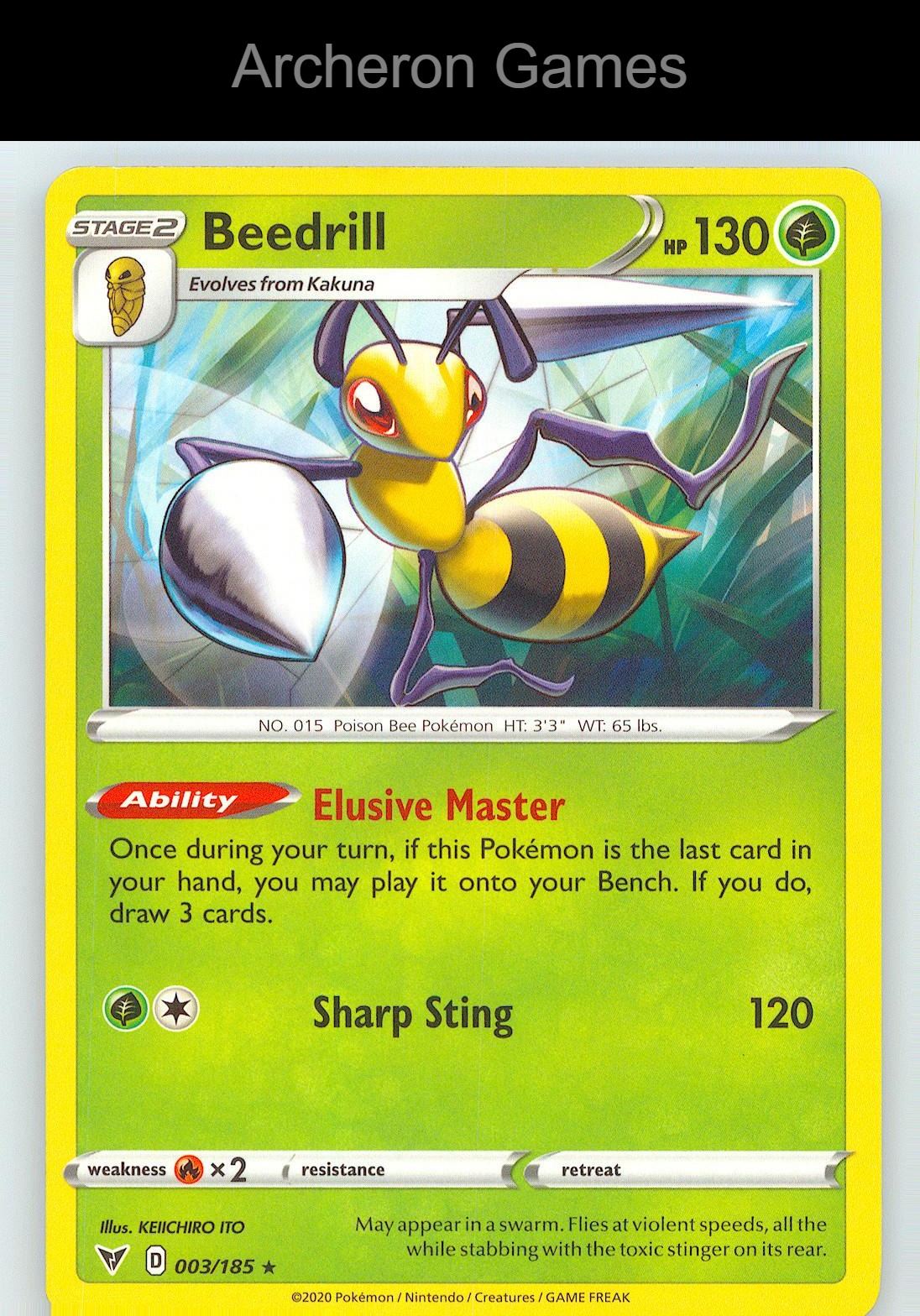 Pokemon Card Beedrill VIV 003/185 R Vivid Voltage
