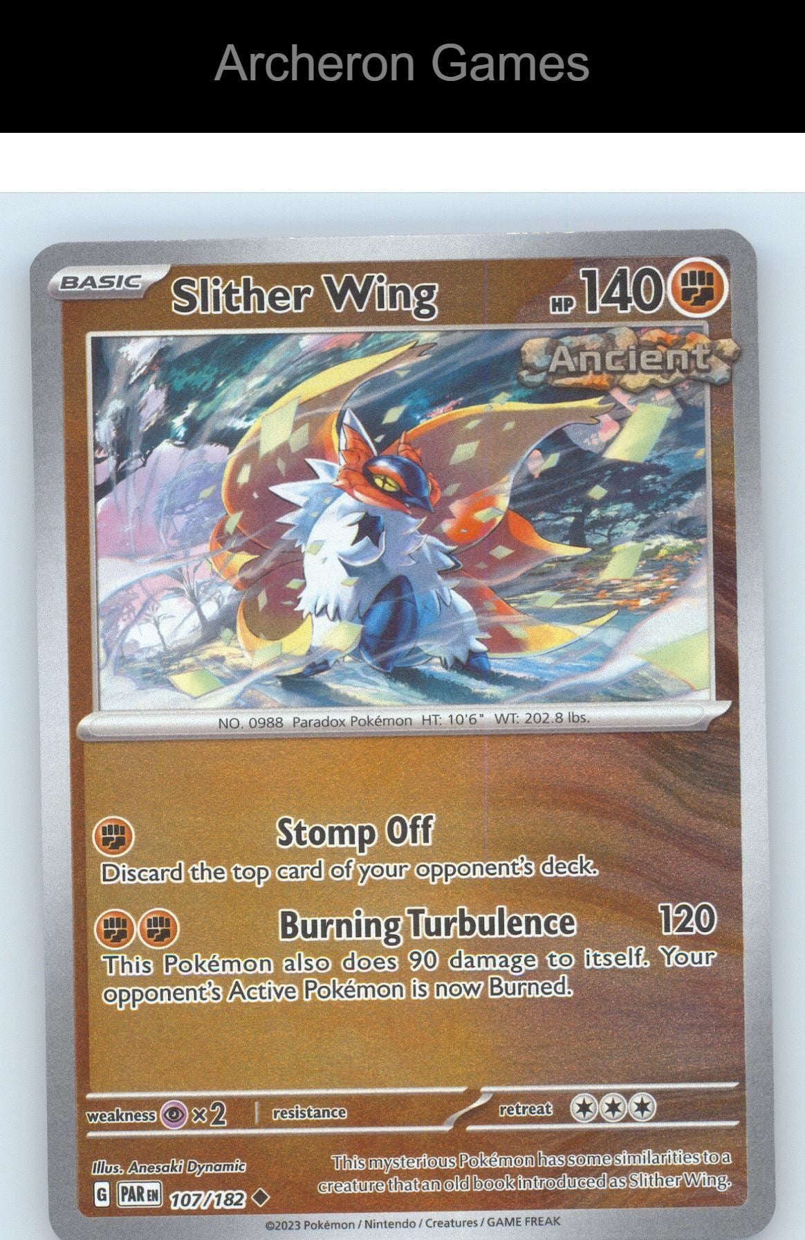 Pokemon Card Slither Wing PAR 107/182 UC Paradox Rift Reverse Holo