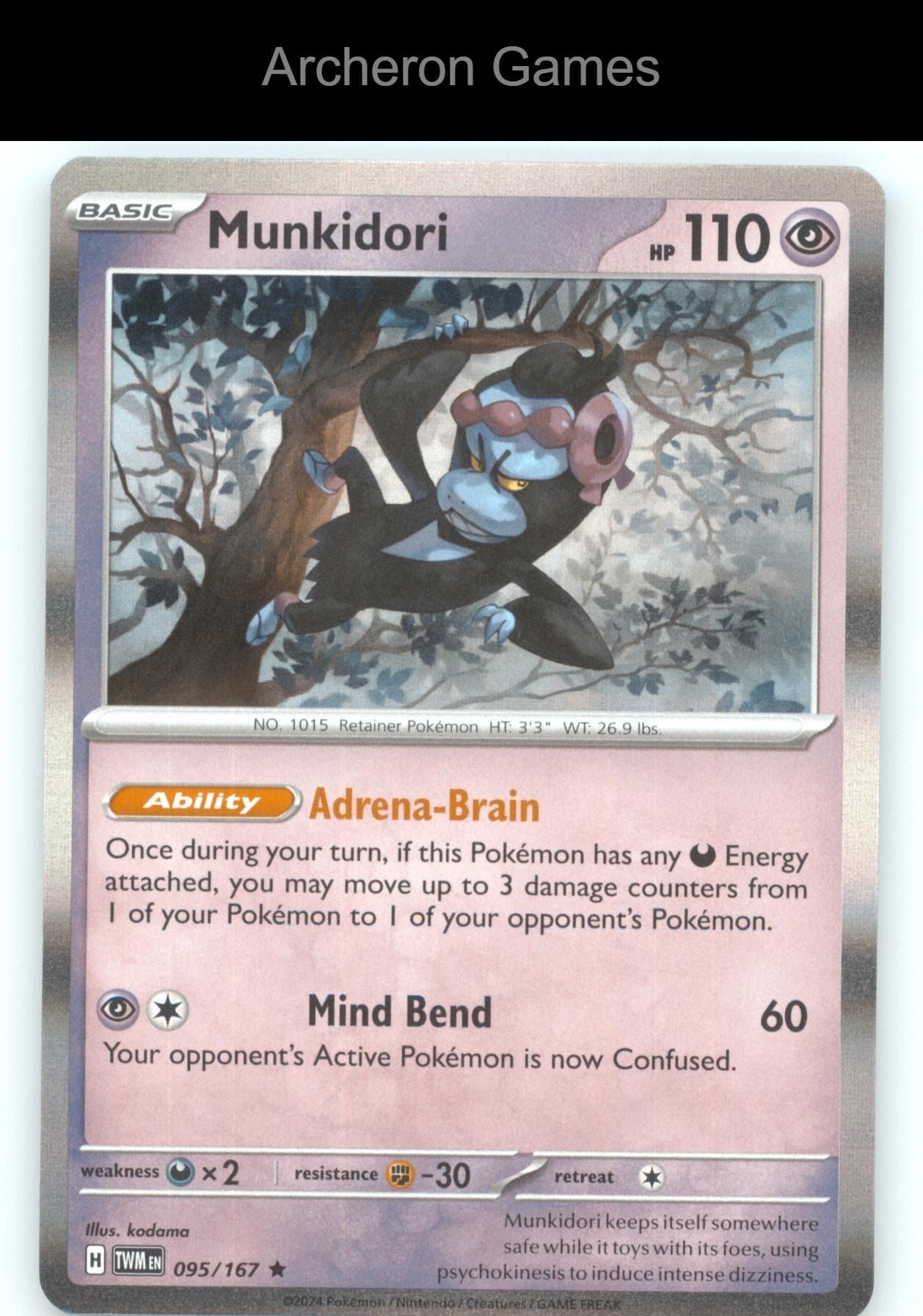 Pokemon Card Munkidori TWM 095/167 R Twilight Masquerade Holo