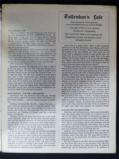Tollenkar's Lair Adventure Supplement: The Fantasy Trip - Metagaming Booklet #2MU