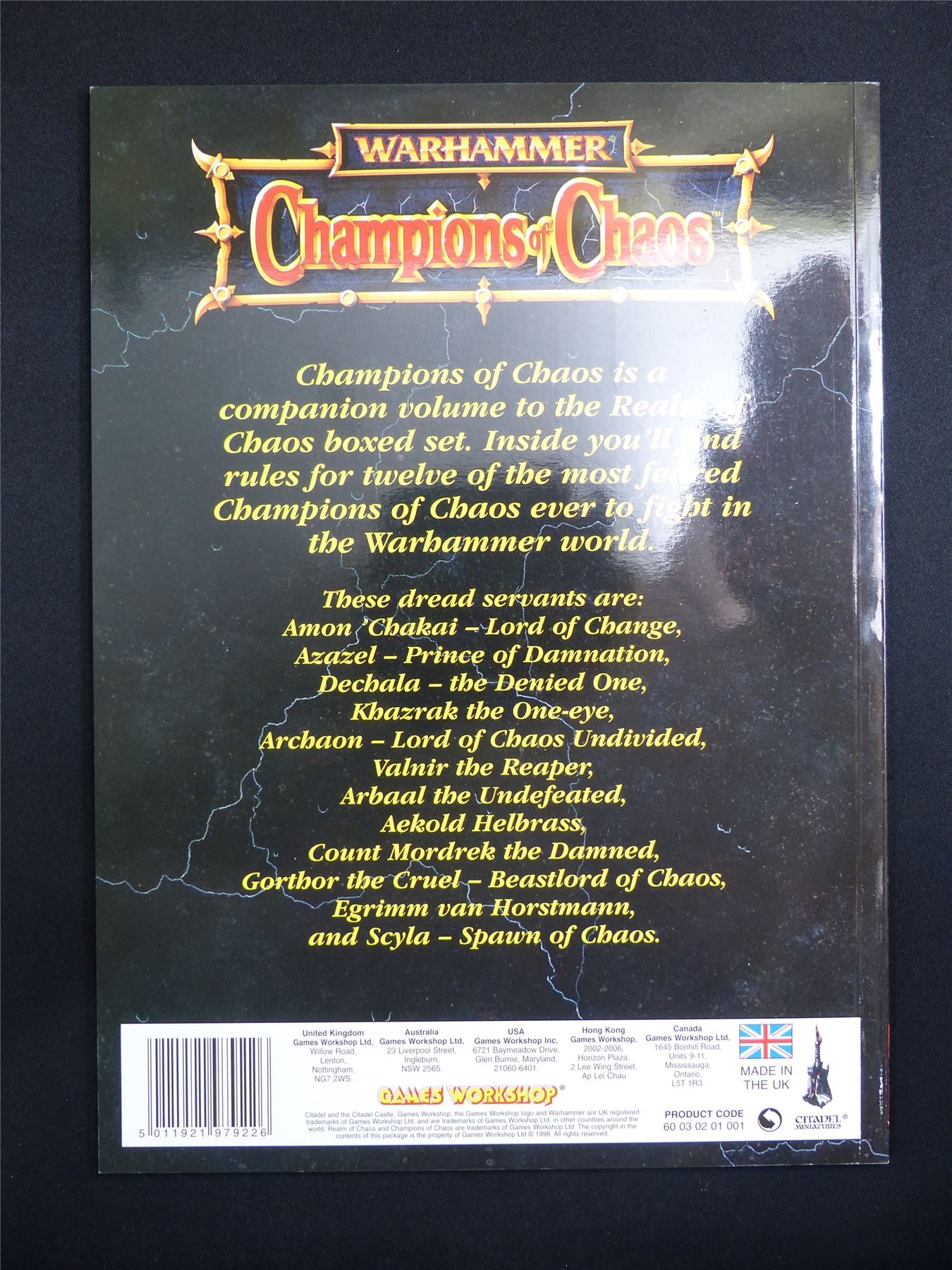 Warhammer: Champions of Chaos Softback 1998 - Warhammer Old World #1GX