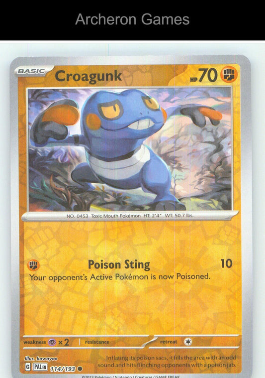 Pokemon Card Croagunk PAL 114/193 C Paldea Evolved Reverse Holo