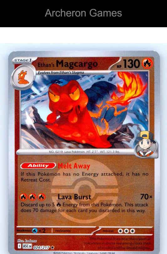 Pokemon Card Ethan's Magcargo (Poke Ball) ASC 024/217 Reverse Holo