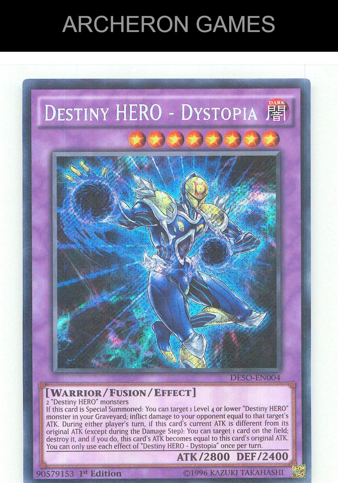 Destiny HERO - Dystopia SEC YUGIOH Card 1st Edition