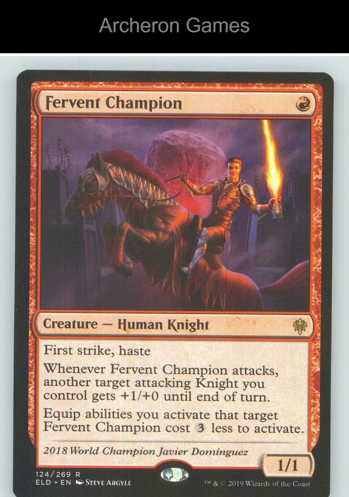 Fervent Champion ELD 124 R MTG Card NM/EX+