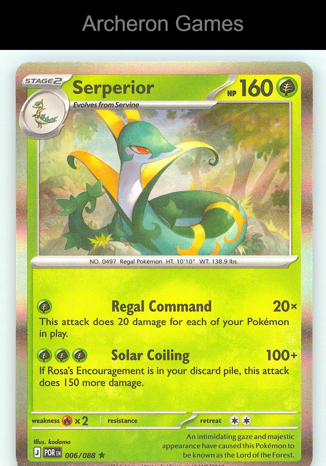 Pokemon Card Serperior (Non-Holo) PR 006/088 R Deck Exclusives