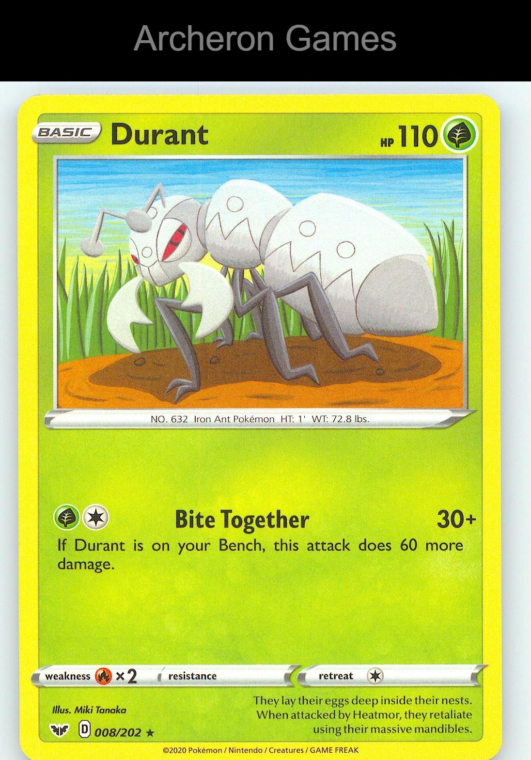Pokemon Card Durant SSH 008/202 R Sword & Shield