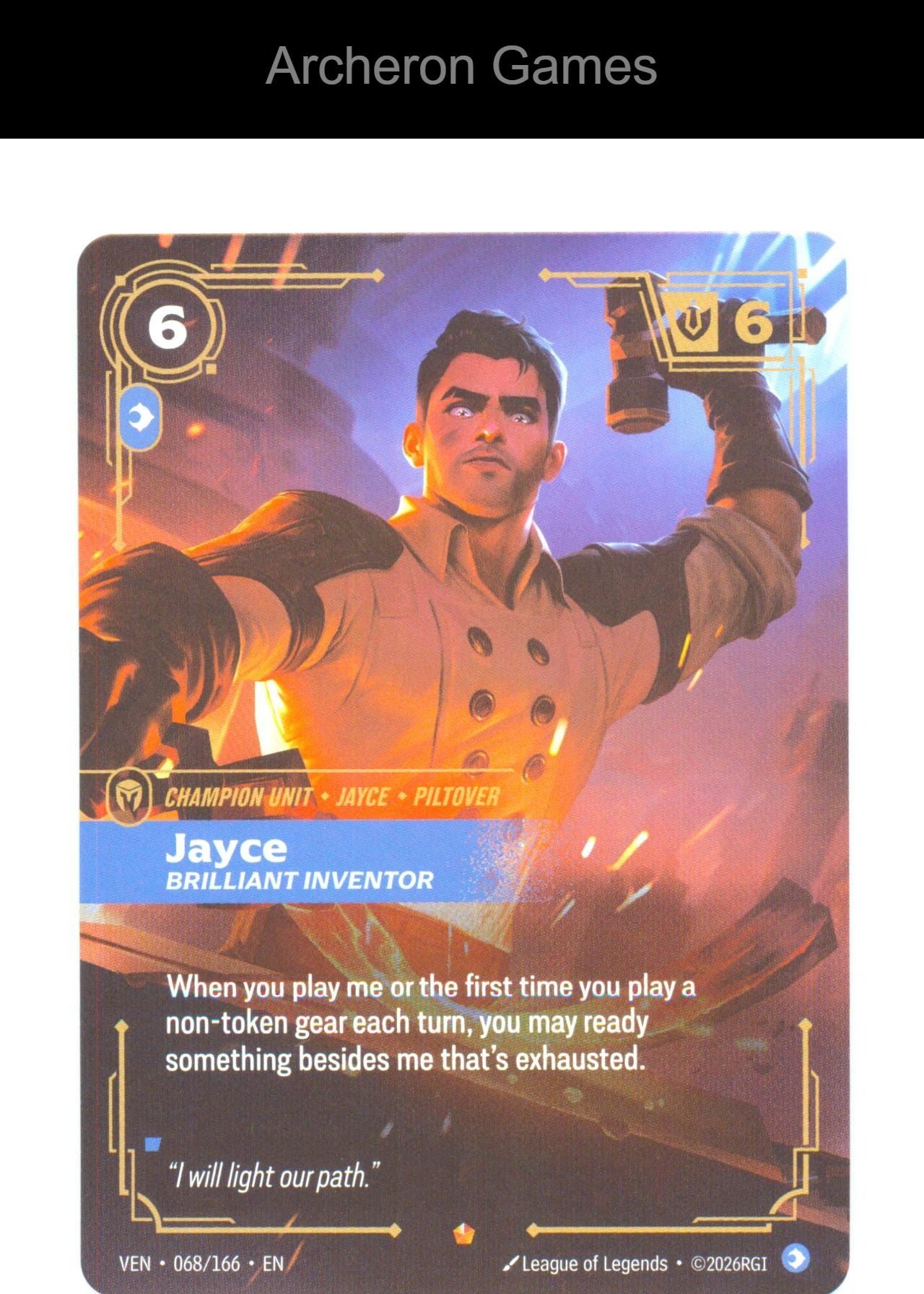 Jayce - Brilliant Inventor VEN 068/166 Epic Vendetta Riftbound Card Foil