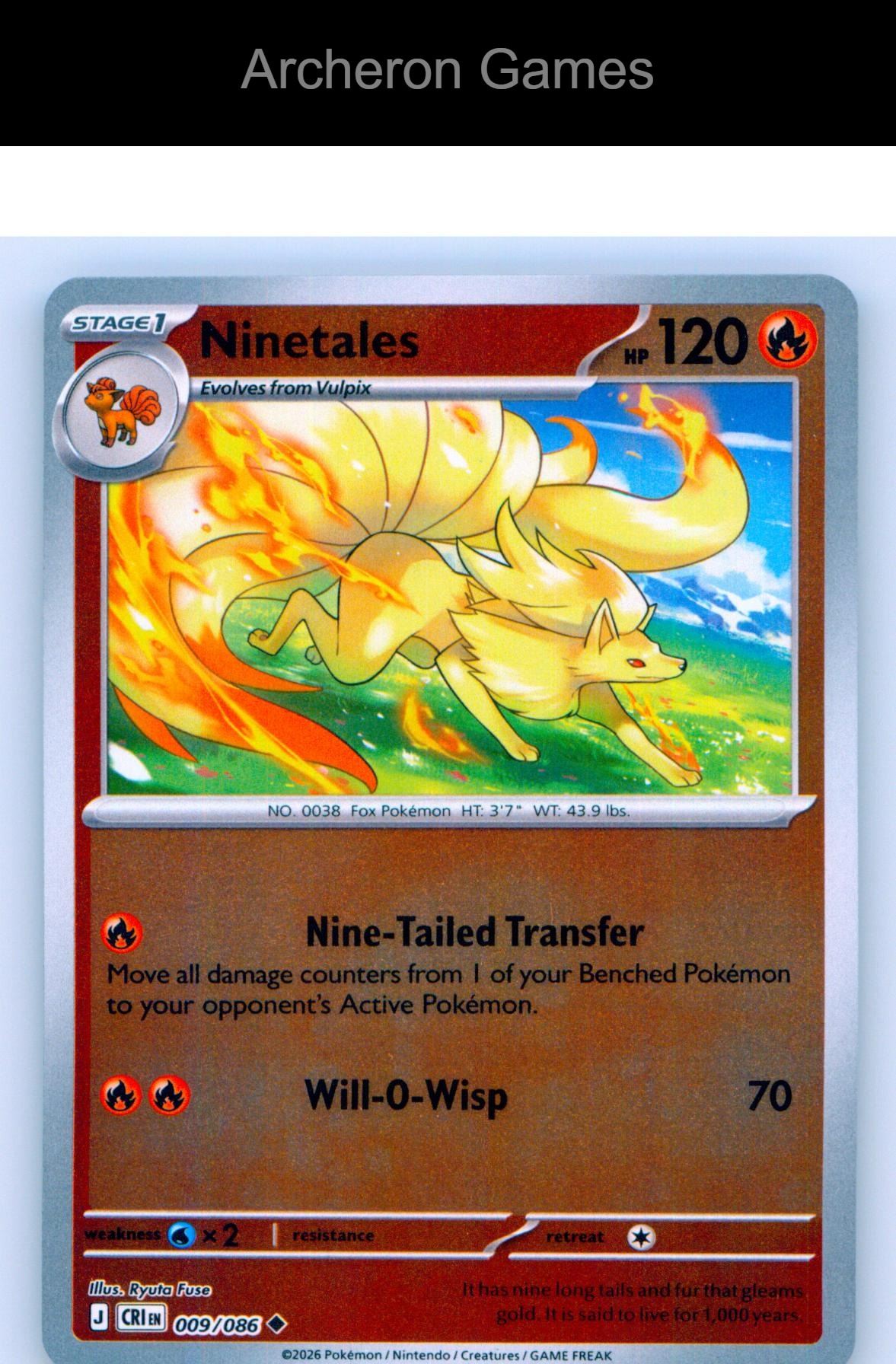 Pokemon Card Ninetales ME04 009/086 UC Chaos Rising Reverse Holo