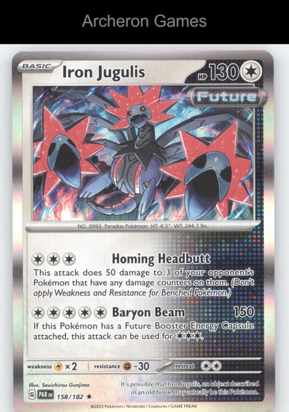 Pokemon Card Iron Jugulis PAR 158/182 R Paradox Rift Holo