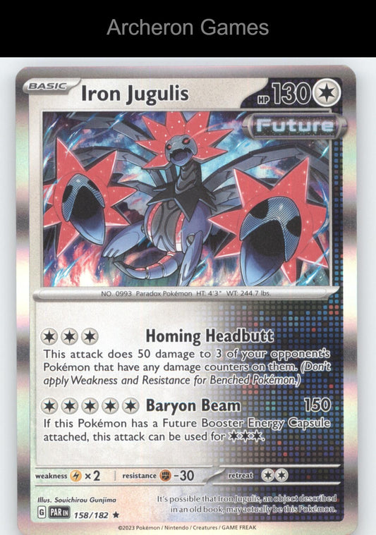 Pokemon Card Iron Jugulis PAR 158/182 R Paradox Rift Holo
