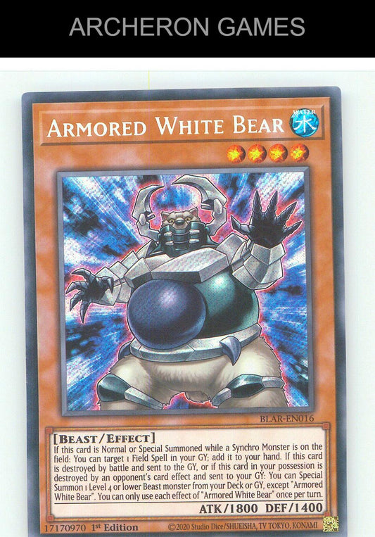 Armored White Bear SEC YUGIOH Card 1st Edition