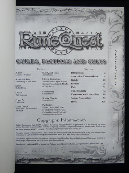 Runequest: Guilds Factions & Cults - Roleplaying Softback #2MM