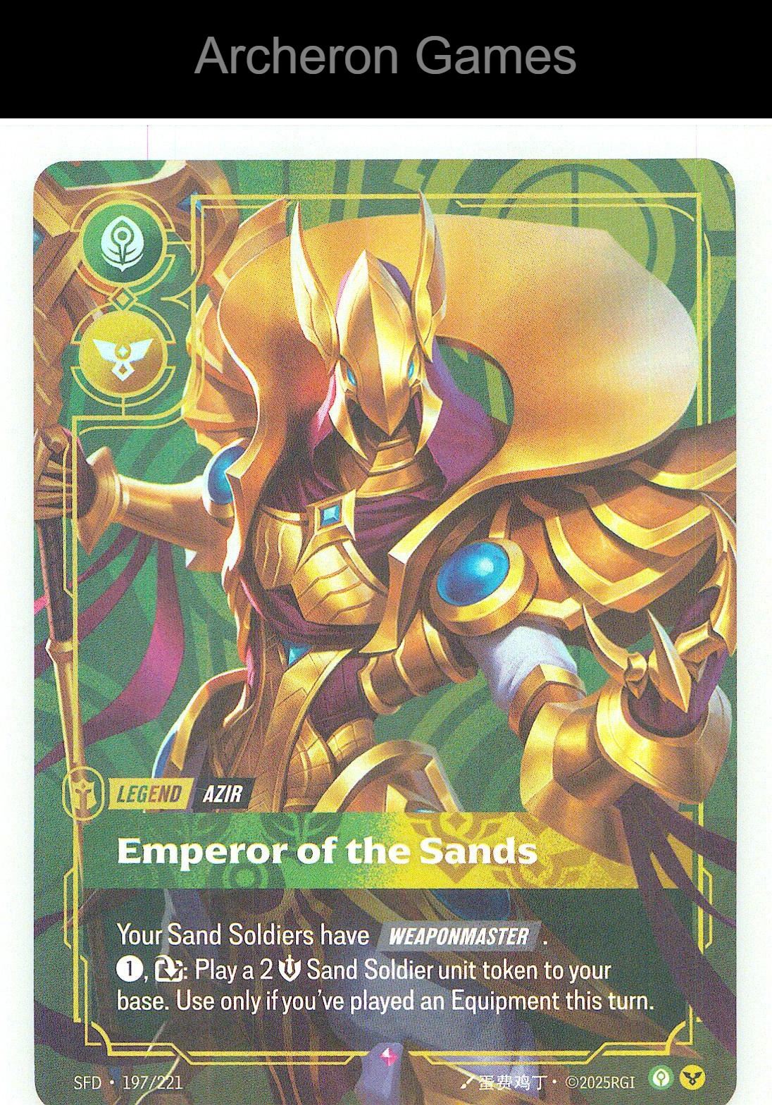 Azir - Emperor of the Sands SFD 197/221 R Spiritforged Riftbound Card