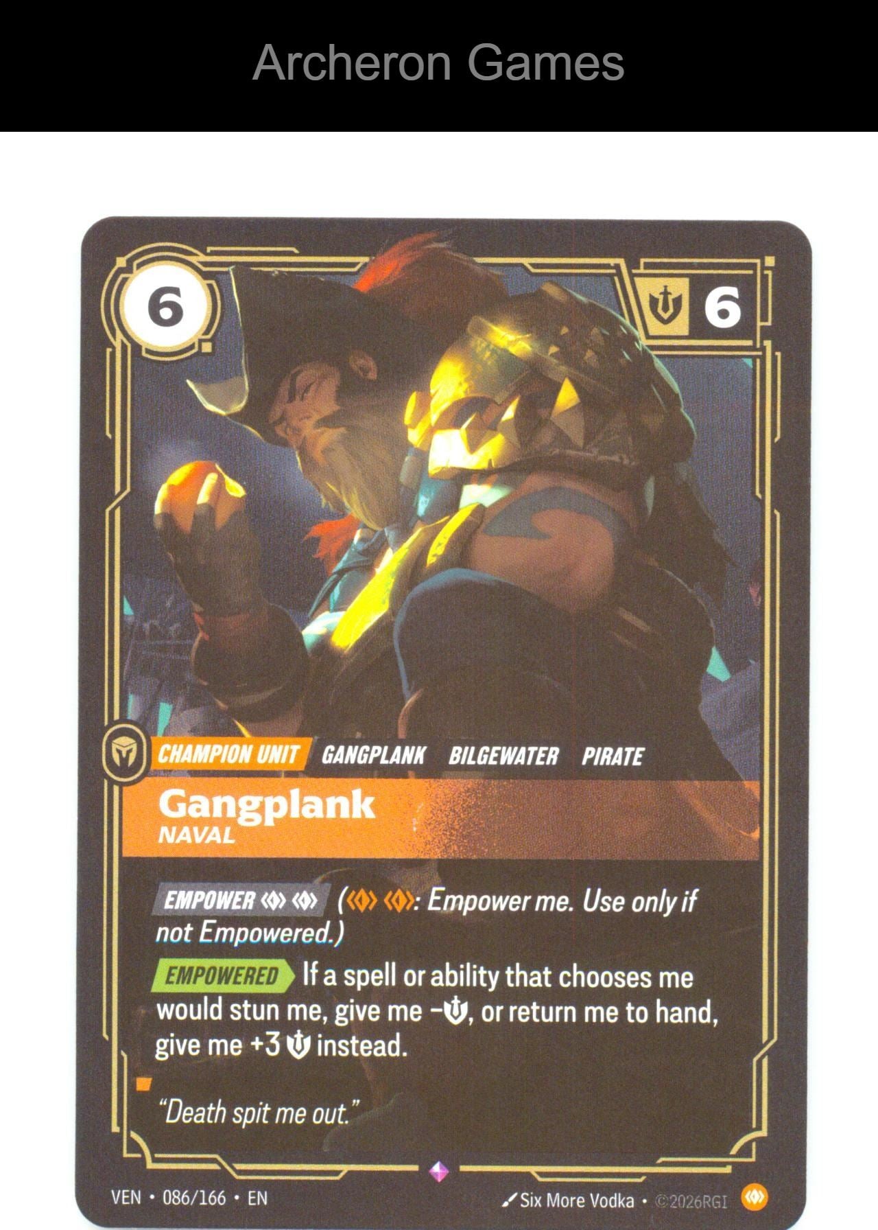 Gangplank - Naval VEN 086/166 R Vendetta Riftbound Card Foil