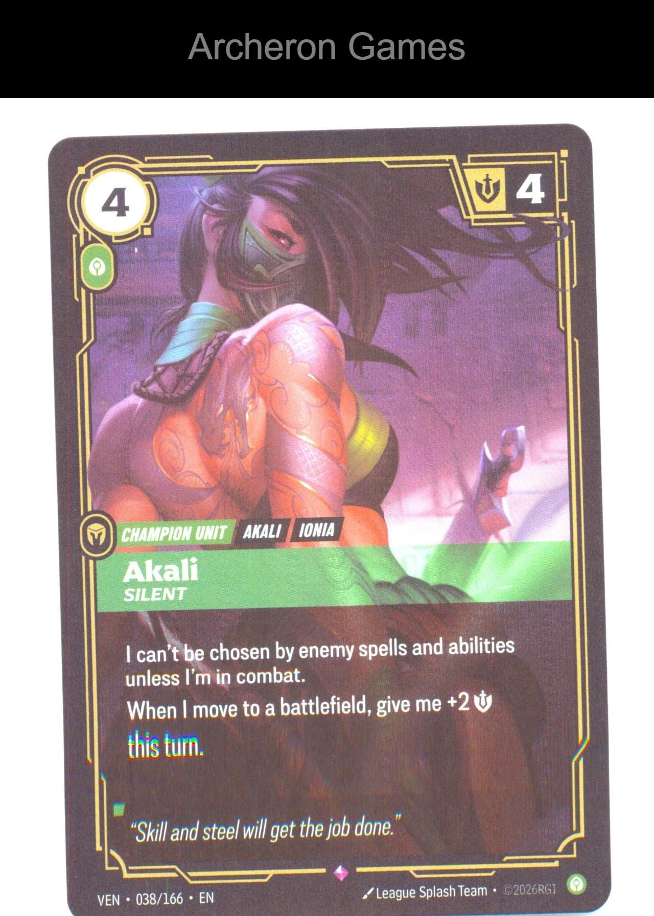 Akali - Silent VEN 038/166 R Vendetta Riftbound Card Foil