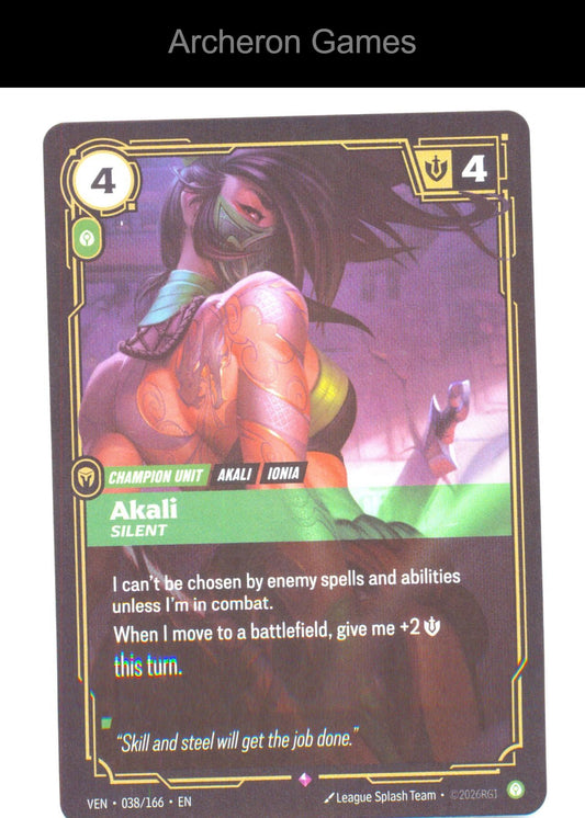 Akali - Silent VEN 038/166 R Vendetta Riftbound Card Foil