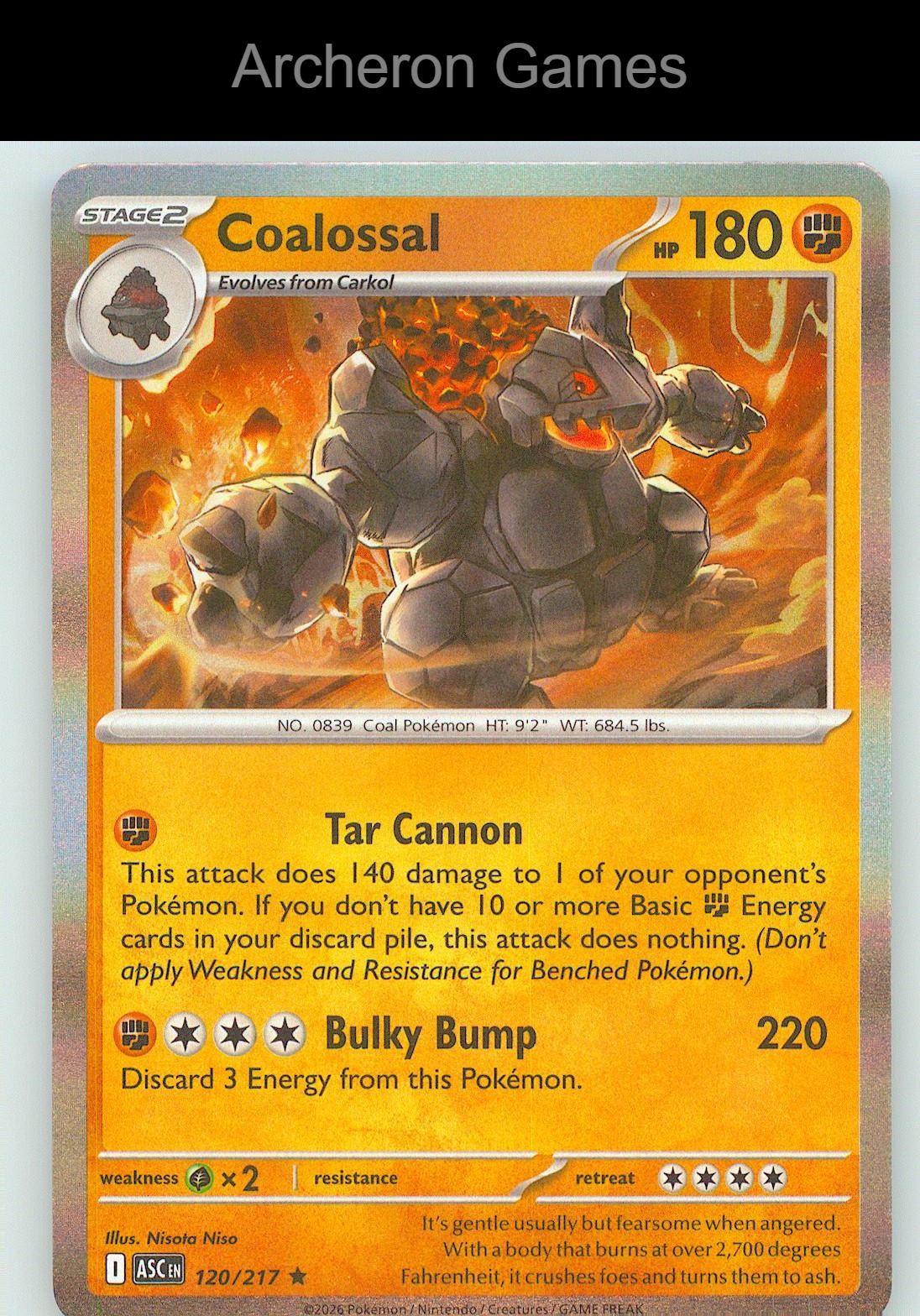 Pokemon Card Coalossal ASC 120/217 R Ascended Heroes Holo