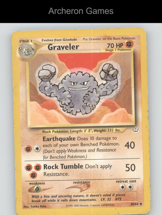 Pokemon Card Graveler N3 30/64 UC Neo Revelation Unlimited