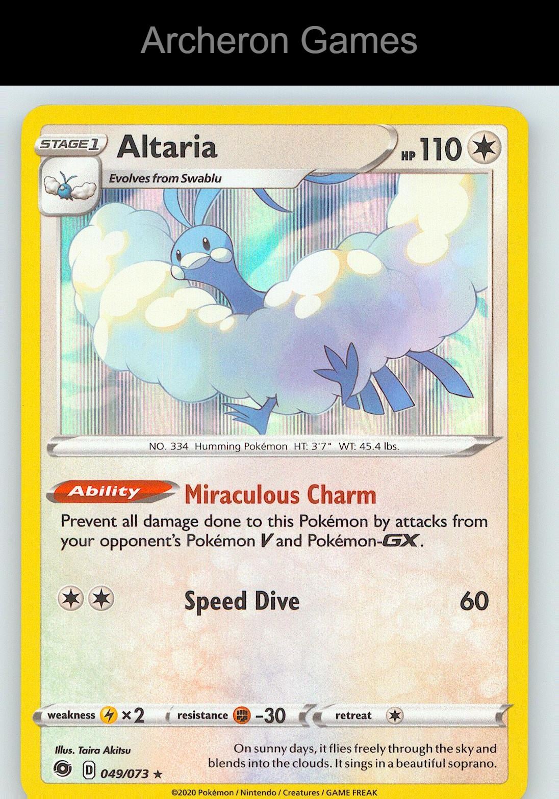 Pokemon Card Altaria CPA 049/073 Line Holo R Champion's Path