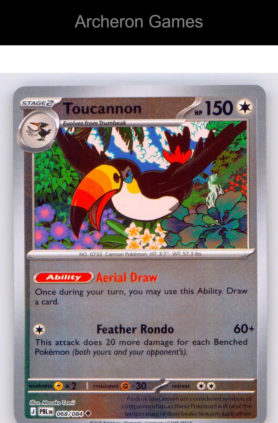 Pokemon Card Toucannon ME05 068/084 UC Pitch Black Reverse Holo