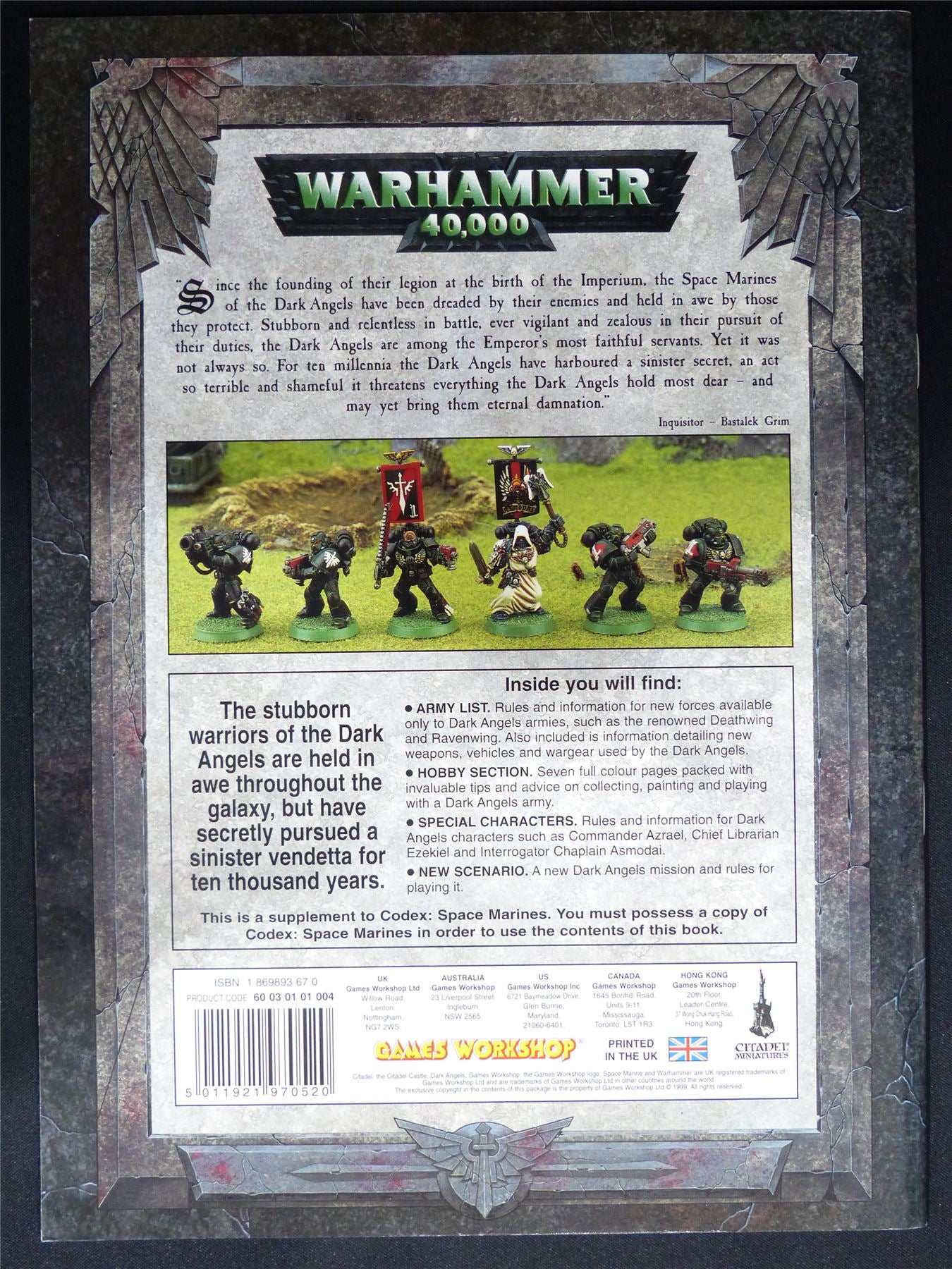 Dark Angels 3rd Edition Codex 1999 Softback - Warhammer 40K #1OW