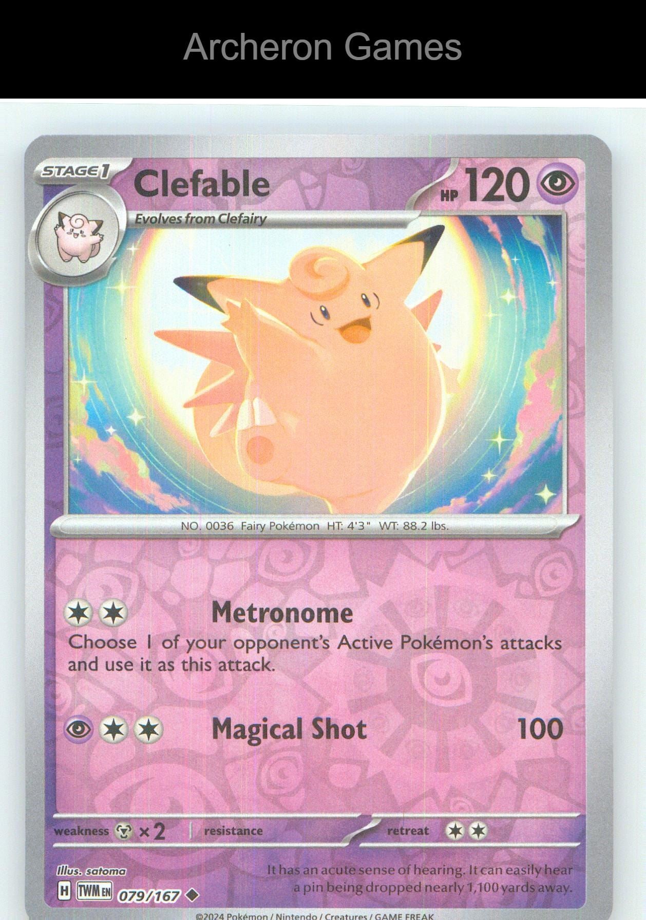 Pokemon Card Clefable TWM 079/167 UC Twilight Masquerade Reverse Holo