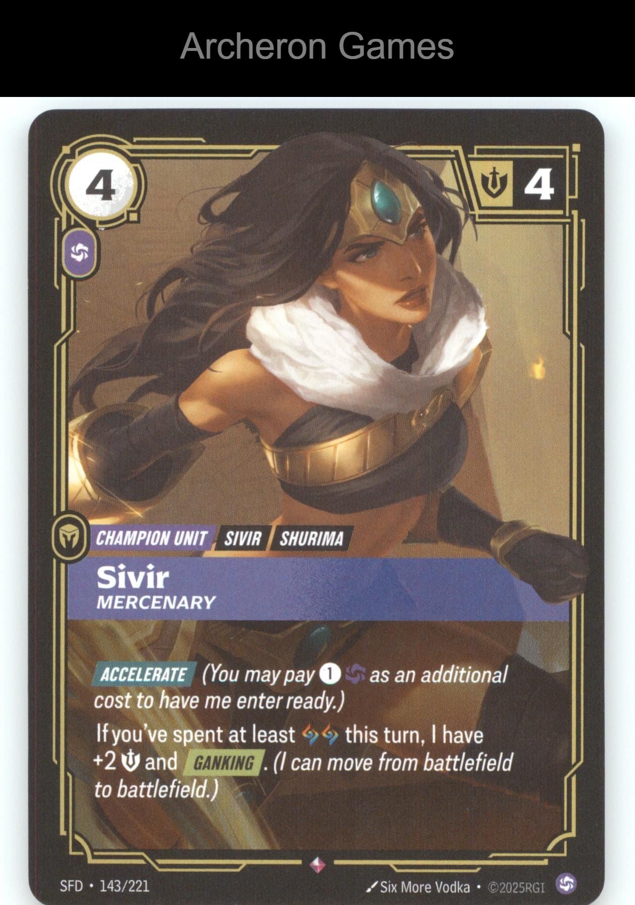 Sivir - Mercenary SFD 143/221 R  Card Spiritforged