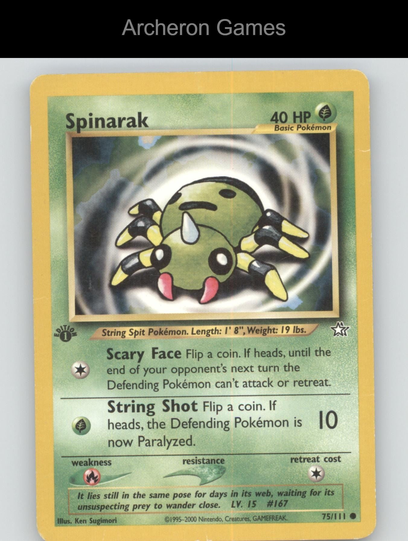 Pokemon Card Spinarak N1 75/111 C Neo Genesis 1st Edition