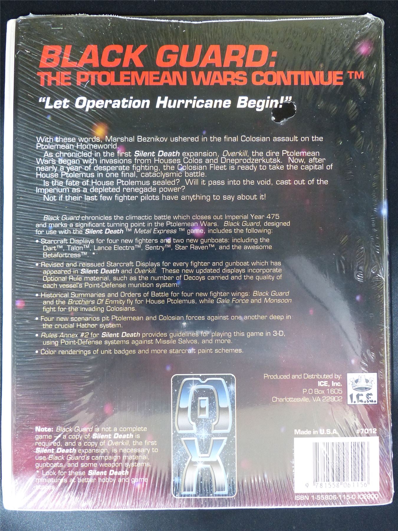 Silent Death: Black Guard The Ptolemean Wars Continue Miniatures Sourcebook - I.C.E. Booklet sealed #2QV