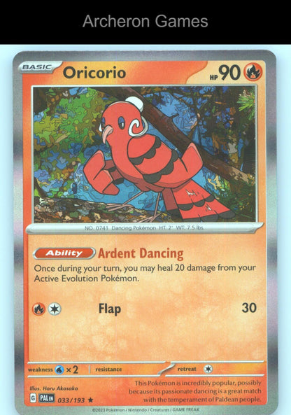 Pokemon Card Oricorio PAL 033/193 R Paldea Evolved Holo