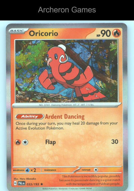 Pokemon Card Oricorio PAL 033/193 R Paldea Evolved Holo