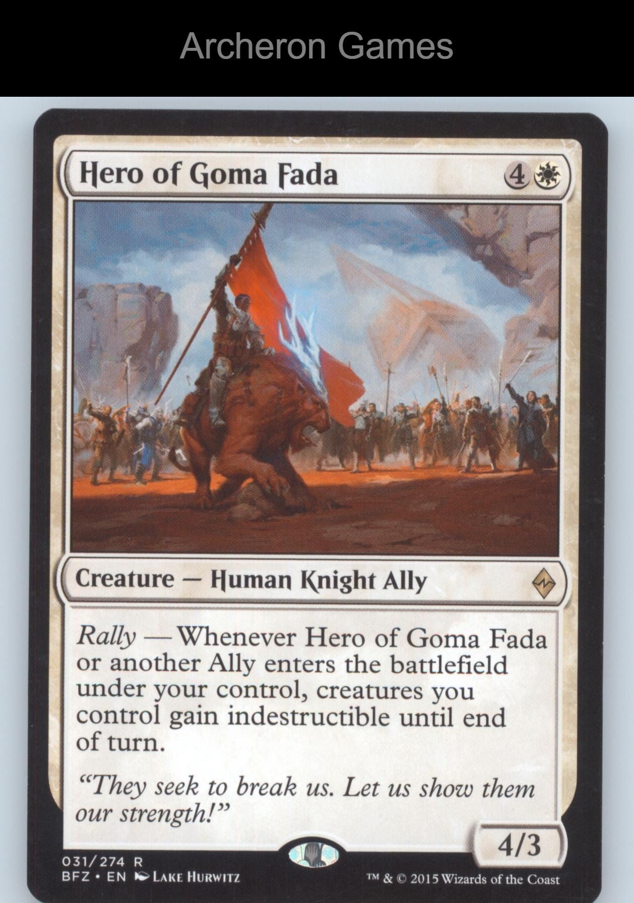 Hero of Goma Fada 31 R MTG Card Battle for Zendikar